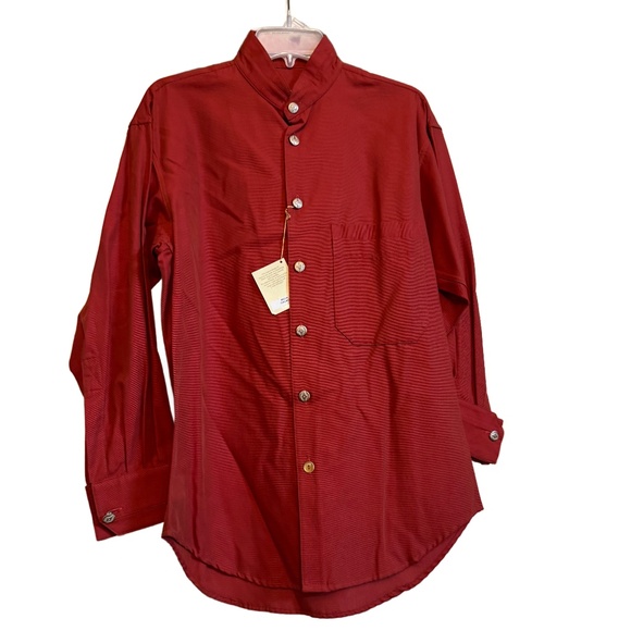 Men's Stubbs Western Wear Sun Red Banded Collar Aztec Buttons Sz S Long Sleeve S - Picture 1 of 5